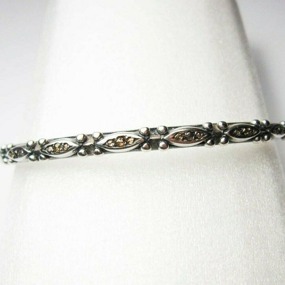 New Chan luu Bangle Cuff 925 Sterling Silver 0.32 ct champagne diamond $545 - Picture 4 of 6